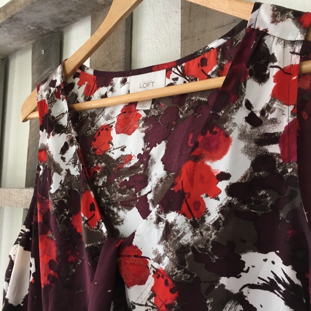 Loft purple and red v-neck shell